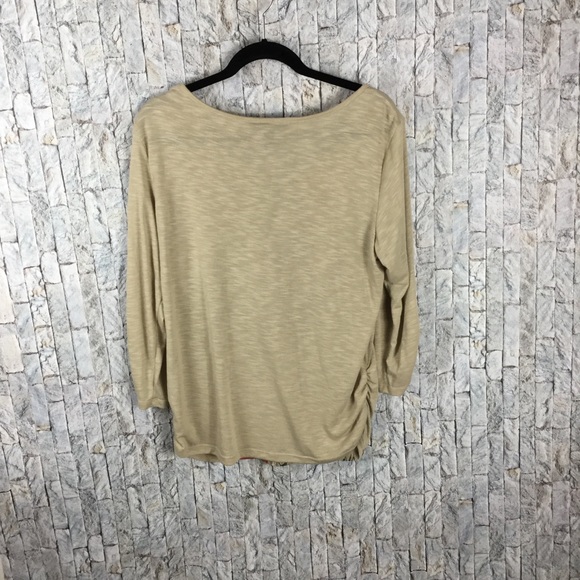 Style & Co Petite - XL tan shirt w/orange flowers - Picture 2 of 3